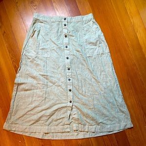 Universal Thread sage green linen button midi skirt